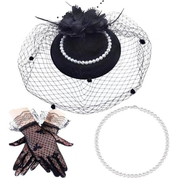 FASCINATORS Hats Pillbox Hat Cocktail Tea Party Hadozz-black - Picture 1 of 6